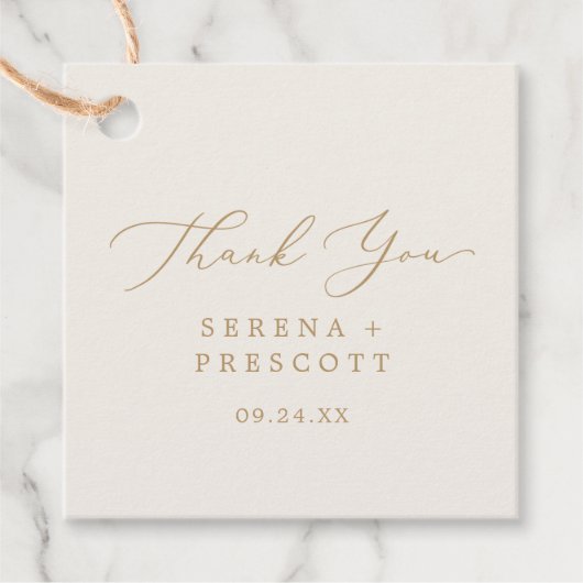 Delicate Gold-kalligrafie | Cream Dank u Bedankjes Labels (Voorkant)