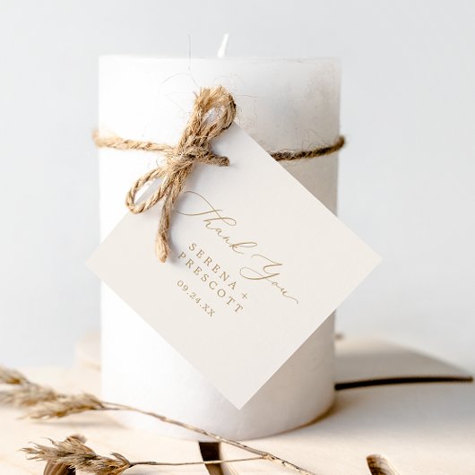 Delicate Gold-kalligrafie | Cream Dank u Bedankjes Labels