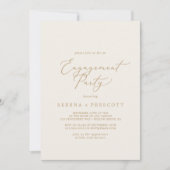 Delicate Gold-kalligrafie | Cream Engagement Party Kaart (Voorkant)