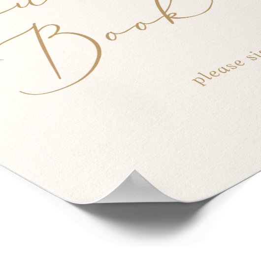 Delicate Gold-kalligrafie | Cream Guest Book Poster (Hoek)