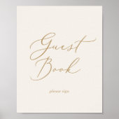 Delicate Gold-kalligrafie | Cream Guest Book Poster (Voorkant)