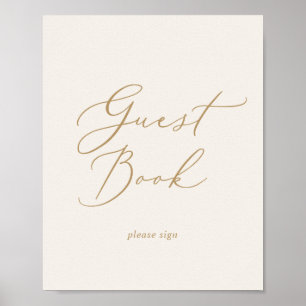 Delicate Gold-kalligrafie Cream Guest Book Poster