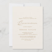 Delicate Gold-kalligrafie | Cream Quinceañera Kaart (Voorkant)