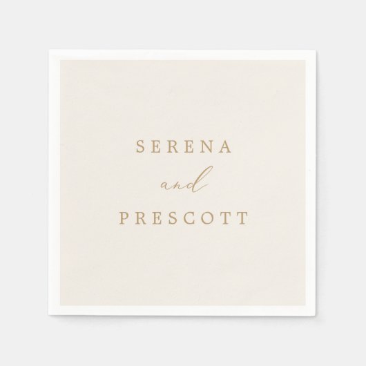 Delicate Gold-kalligrafie | Cream Wedding Napkins Servet (Voorkant)