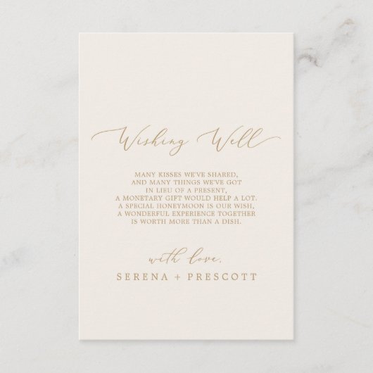 Delicate Gold-kalligrafie | Cream Wishing good Informatiekaartje (Voorkant)