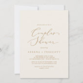 Delicate Gold-kalligrafie | Crème-paar — Shower Kaart (Voorkant)
