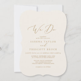 Delicate Gold-kalligrafie | Crème we wedden Kaart