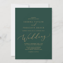 Delicate Gold-kalligrafie | Groen huwelijk Kaart