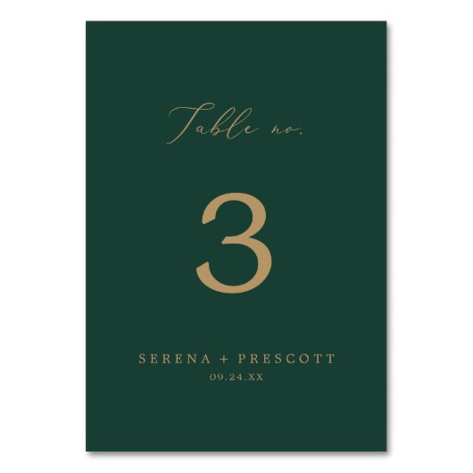 Delicate Gold-kalligrafie | Groene tabel nr. Kaart (Achterkant)