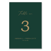 Delicate Gold-kalligrafie | Groene tabel nr. Kaart (Voorkant)