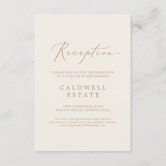 Delicate Gold-kalligrafie | Ontvangst van room Informatiekaartje (Voorkant)