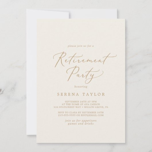 Delicate Gold-kalligrafie | Pensioen van Cream Kaart (Voorkant)