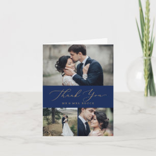 Delicate Gold-kalligrafie   Scheepsbouw 3 Foto-col Bedankkaart