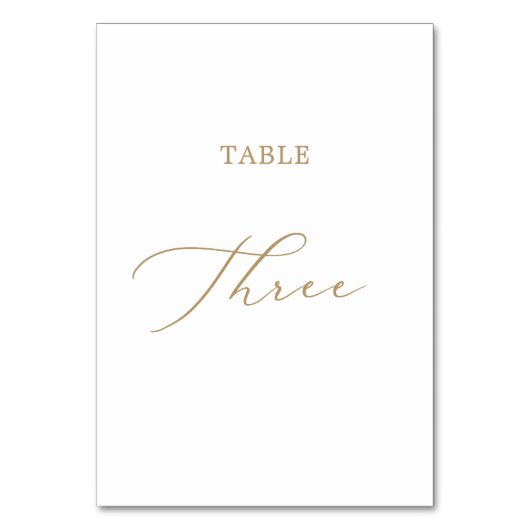 Delicate Gold-kalligrafie Tabel 3-tabelnummer Kaart (Voorkant)