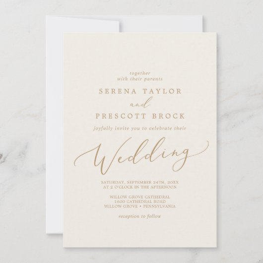 Delicate Gold-kalligrafie | Zwemweddenschap Kaart (Voorkant)