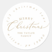 Delicate Gold-kerstcirkel retouradres Ronde Sticker (Voorkant)