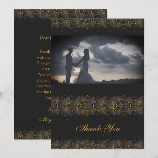 Delicate Gold Leaves Bedankkaart (Voorkant / Achterkant)