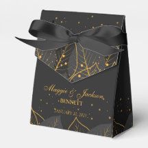 Delicate Gold Leaves Favor Box