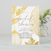Delicate Gold Leaves Vrijgezellenfeest Folie Uitnodiging (Staand Voorkant)