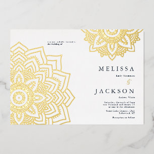 Delicate gold mandala Wedding Folie Uitnodiging