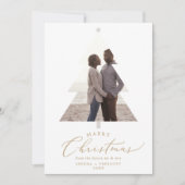 Delicate Gold Marry Christmas 1 Verloving Foto Feestdagenkaart (Voorkant)
