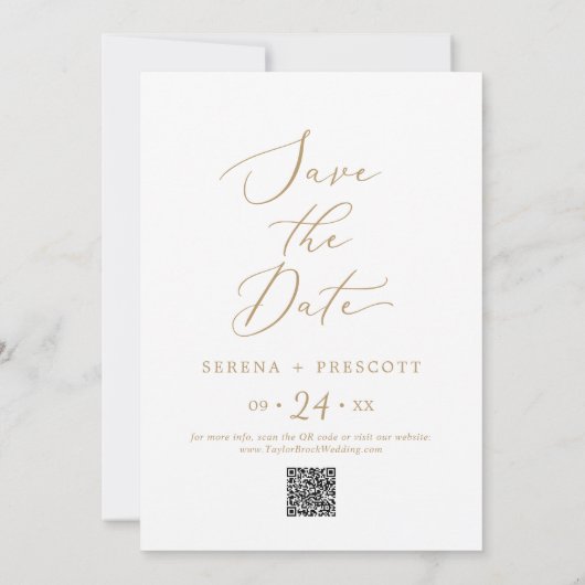Delicate Gold Marry-kerstboom - Fotovakantie Save The Date (Achterkant)
