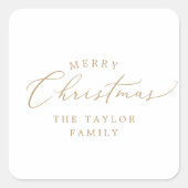 Delicate Gold Merry-kerstfeestdag cadeau Vierkante Sticker (Voorkant)