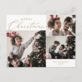 Delicate Gold Merry Kerstmis 3 Foto Newsletter Feestdagenkaart (Voorkant)