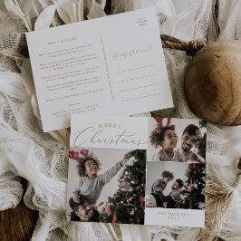 Delicate Gold Merry Kerstmis 3 Foto Newsletter Feestdagenkaart