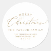 Delicate Gold Merry-retouradres voor kerst Ronde Sticker (Voorkant)