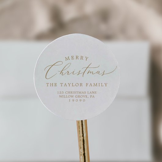 Delicate Gold Merry-retouradres voor kerst Ronde Sticker