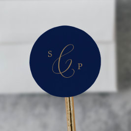 Delicate Gold Navy Monogram Wedding Envelope zegel
