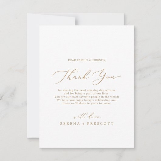 Delicate Gold Printable Dank u Receptie Kaart (Voorkant)