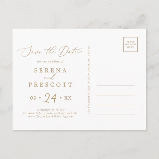 Delicate Gold Save the Date Announounding Briefkaa Uitnodiging Briefkaart (Achterkant)