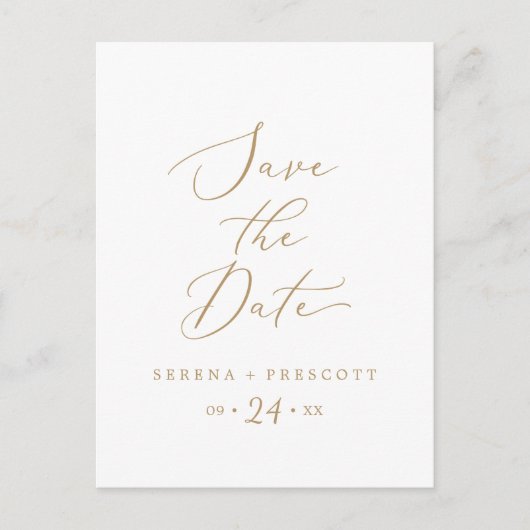 Delicate Gold Save the Date Announounding Briefkaa Uitnodiging Briefkaart (Voorkant)