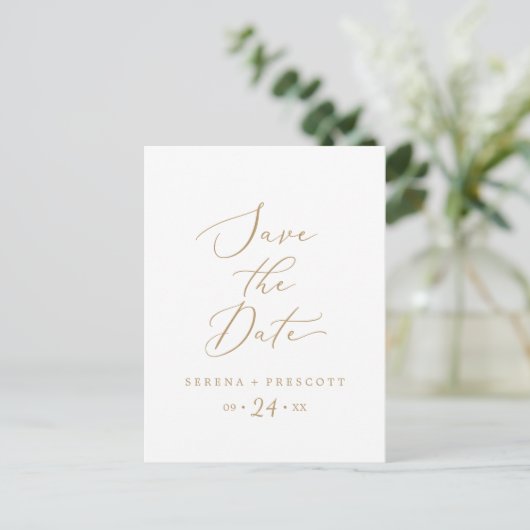 Delicate Gold Save the Date Announounding Briefkaa Uitnodiging Briefkaart (Staand voorkant)