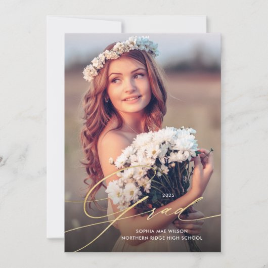 Delicate Gold Script 1-fotograaf Kaart (Voorkant)