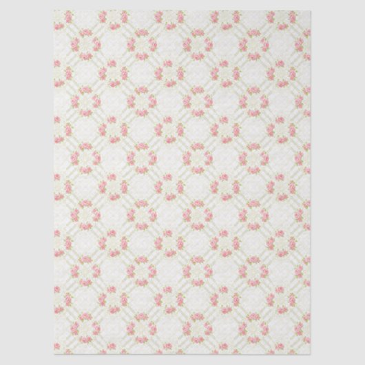 Delicate Gold Scrollwork & Pink Roses Floral Tissuepapier (Voorkant)