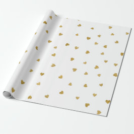 Delicate Gold Sepia Hearts Confetti White Favor Cadeaupapier