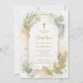 Delicate Gold Shades Floral Frame Arch Baptism Kaart (Voorkant)