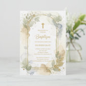 Delicate Gold Shades Floral Frame Arch Baptism Kaart (Staand voorkant)