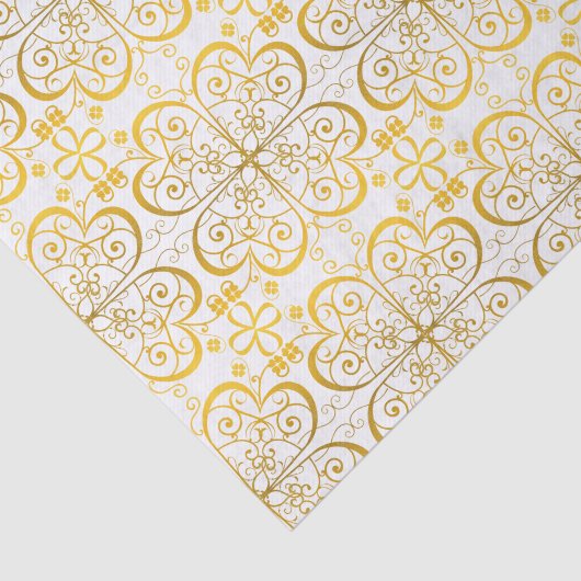 Delicate Golden Clover-patroon Tissuepapier (Detail)