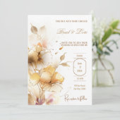 Delicate Golden Floral Kaart (Staand voorkant)