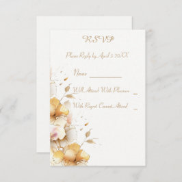 Delicate Golden Floral RSVP Kaartje