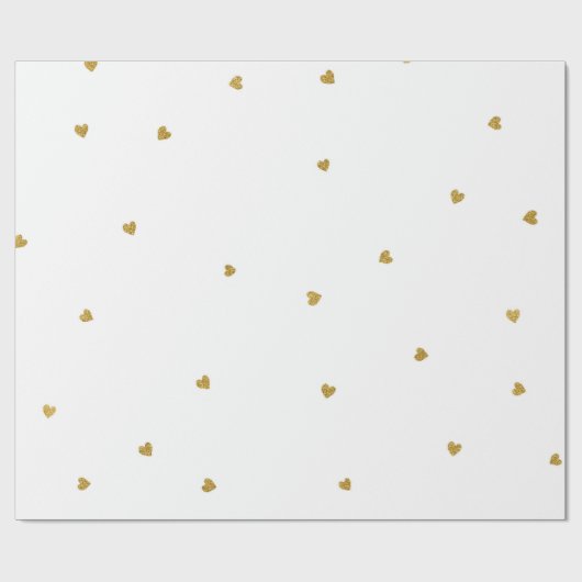 Delicate Golden Hearts Confetti Stippen Wit Cadeaupapier (Vlak)