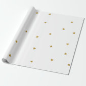 Delicate Golden Hearts Confetti Stippen Wit Cadeaupapier (Uitgerold)