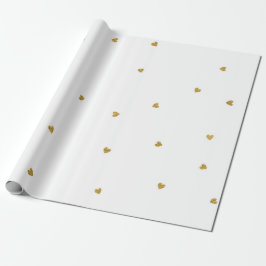 Delicate Golden Hearts Confetti Stippen Wit Cadeaupapier