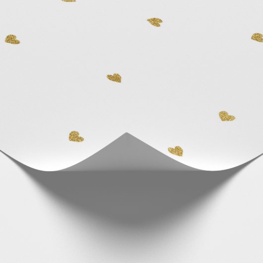 Delicate Golden Hearts Confetti Stippen Wit Cadeaupapier (Hoek)