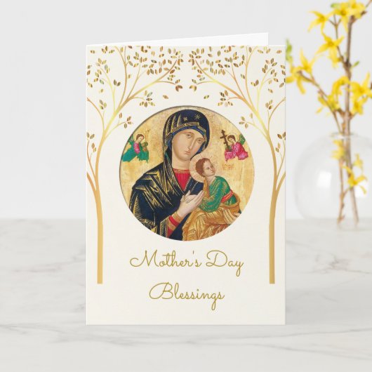 Delicate Golden Trees Orthodoxe Moederdag Kaart (Gele Bloem)