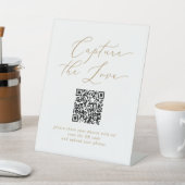 Delicate Goud Capture De Liefde QR Code Bruiloft Reclamebord Met Voetstuk (Insitu)